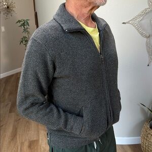 Sandesh Heathered Grey Grandpa Zip Front Cardigan Sweater